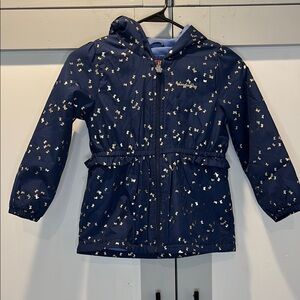 LONDON FOG Girls Midweight Fleece Lined Jacket Size M/5-6  Navy Foil Butterfly